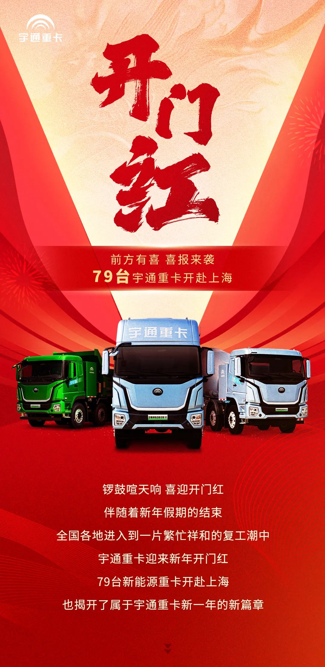 喜迎开门红 | 79台宇通重卡开赴上海