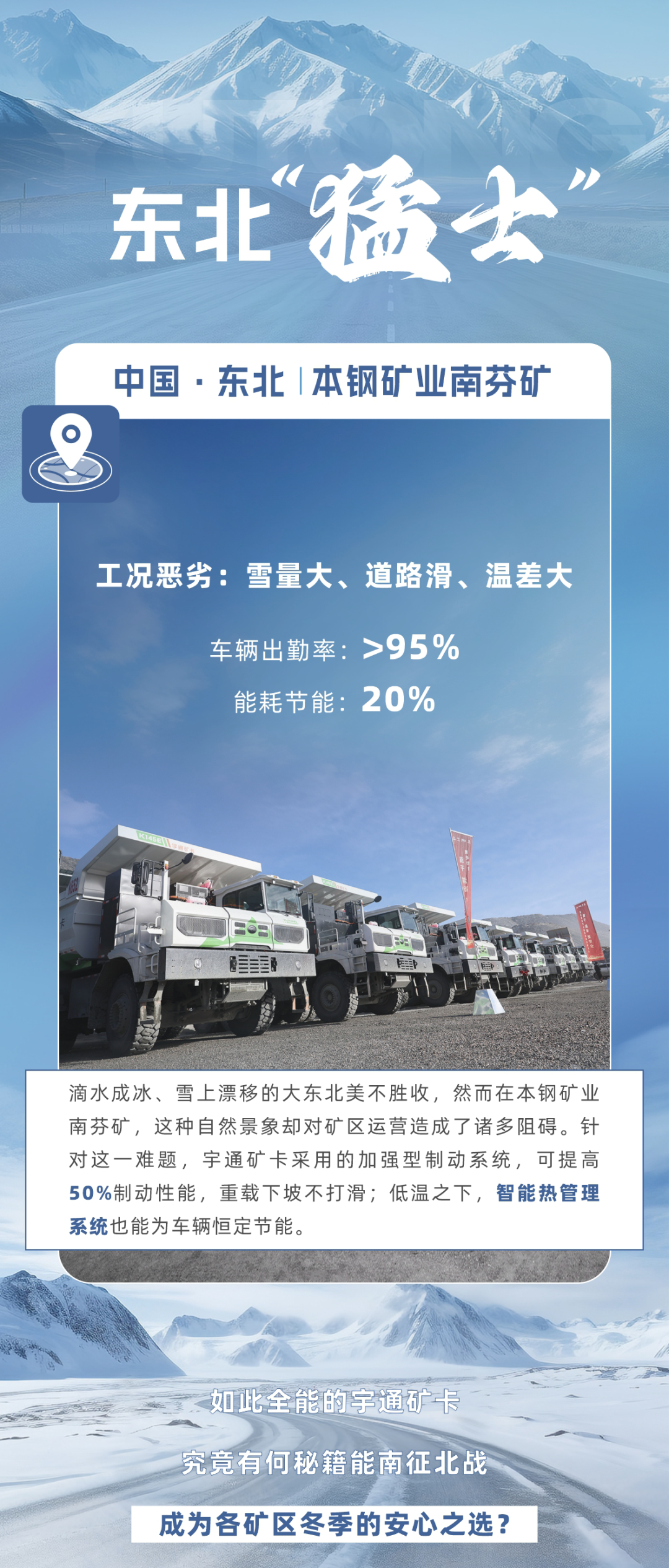 关于冬季运营的极寒大考，这是宇通矿卡的答案！
