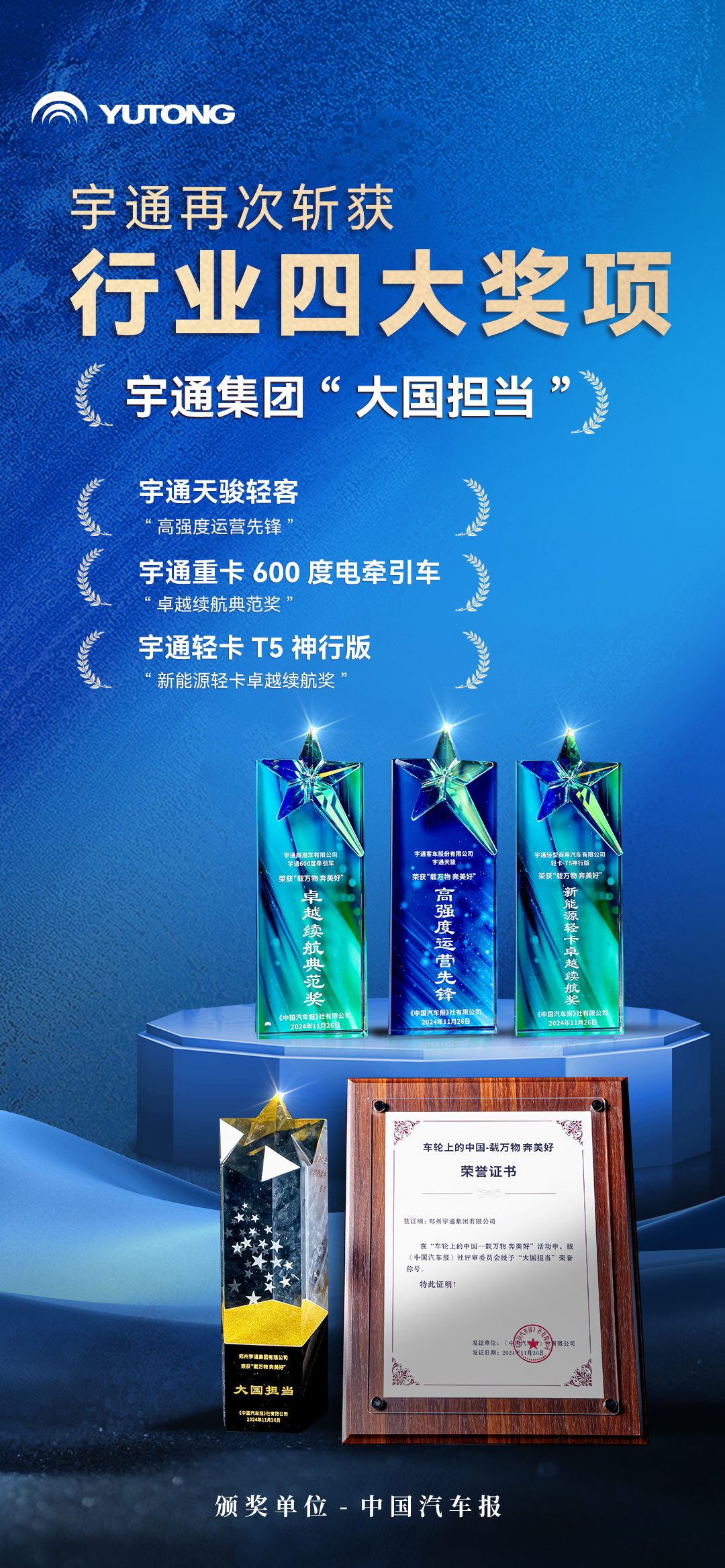 再揽4项行业大奖，宇通获评“大国担当”