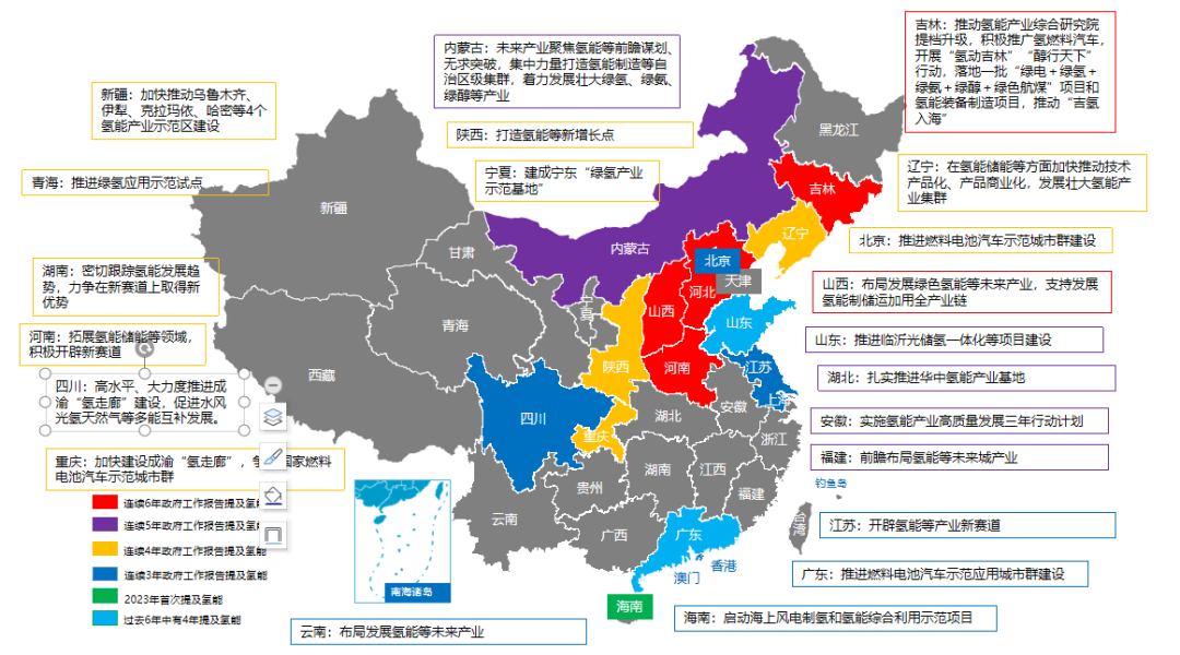 22个省市将氢能写入2024地方政府工作报告，明确重点部署氢能