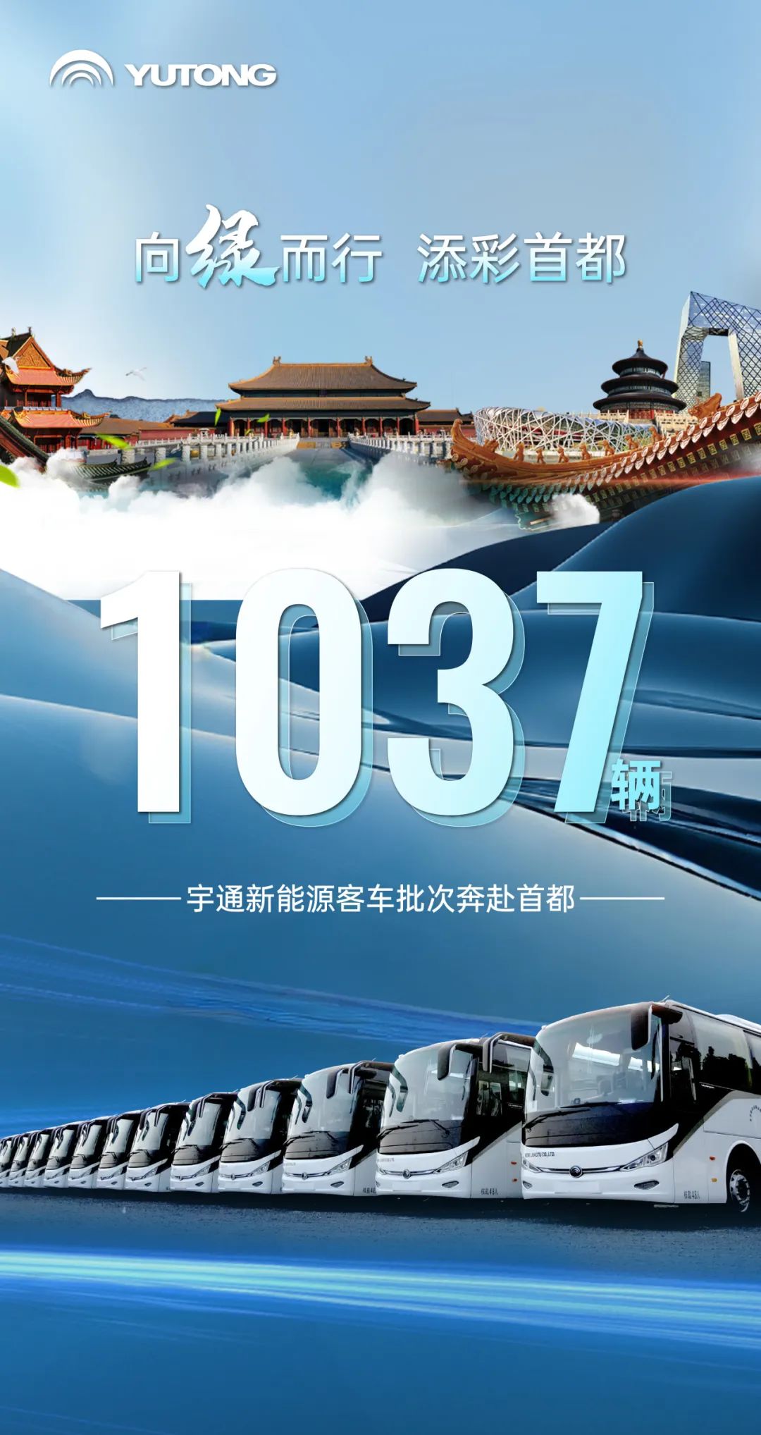 1037辆！宇通新能源客车批次奔赴首都