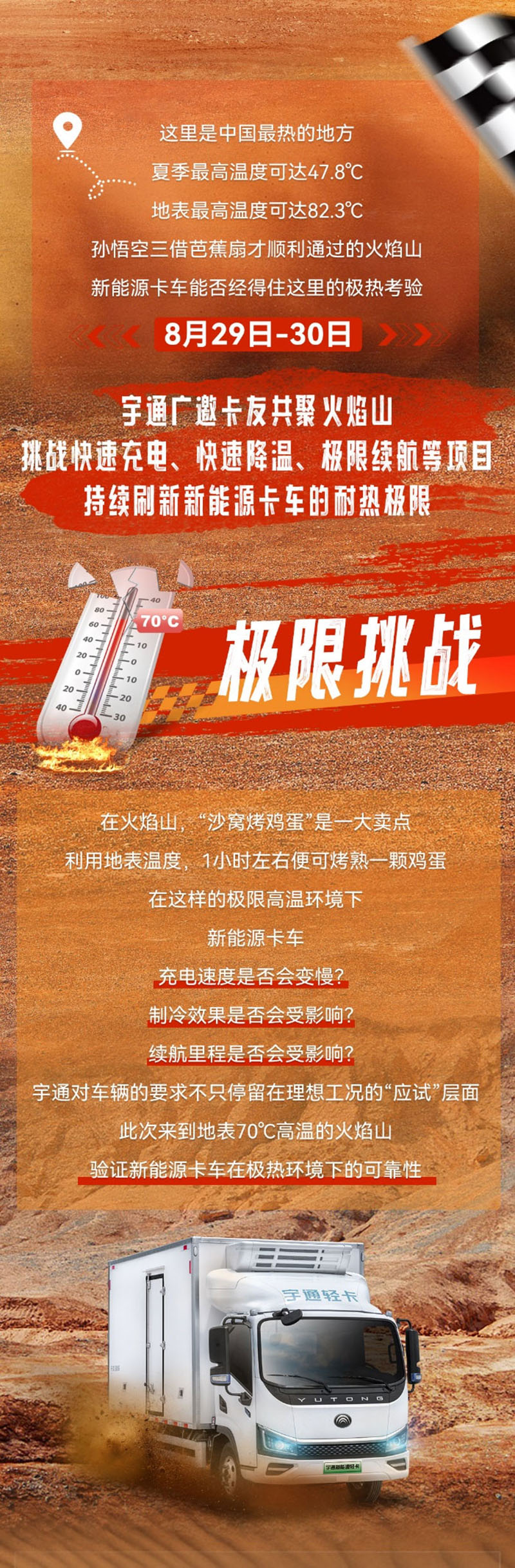 宇通新能源卡车火焰山极限挑战全网招募卡友